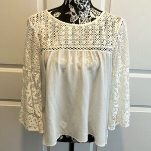 White Relaxed Ruffled Blouse